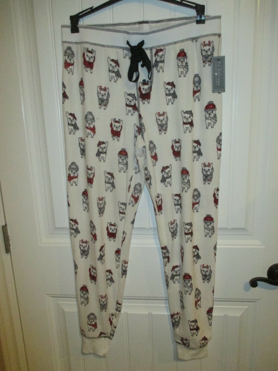 PJ Salvage Womens S Lounge Thermal Knit Pajama Pants Dogs in Hats $68 RV