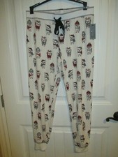 PJ Salvage Womens L Lounge Thermal Knit Pajama Pants Dogs in Hats 68 RV