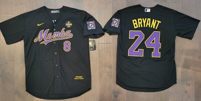 Bryant #8/#24 Los Angeles Lakers Dodgers Stitched Black Tribute 