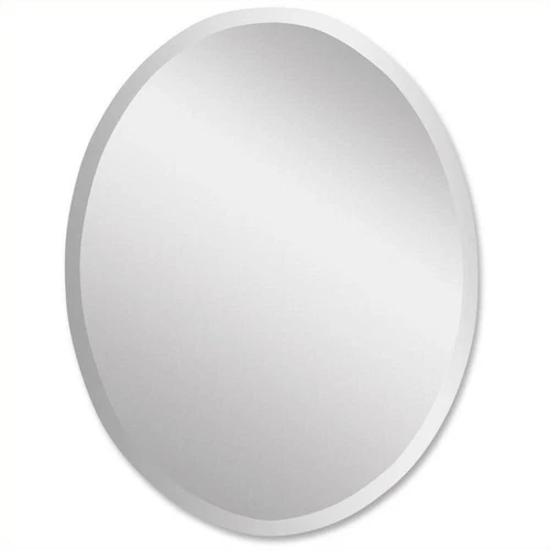 Uttermost Frameless Traditional Beveled Vanity Glass Oval Mirror in Silver - Picture 2 of 4