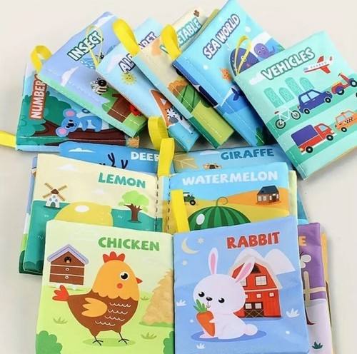 9 pc Cloth Books- 4 double sided pages, 9 Topics 0-3 years old