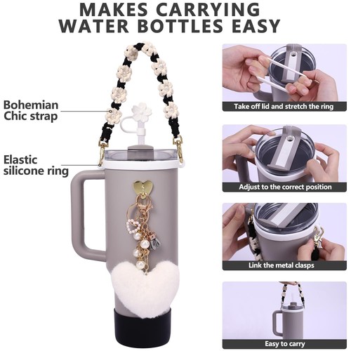 7Pcs Accessories Set for Stanley Cup 40 30oz Insulated Sleeve Travel Cup Holder - Picture 5 of 6