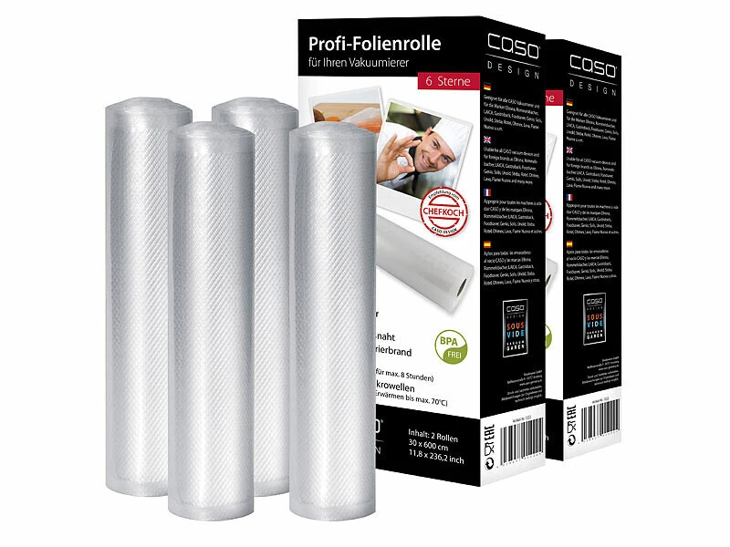 4 rouleaux de film plastique pour appareil de mise sous vide - Caso Design