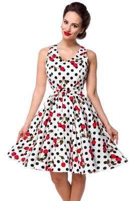Rockabilly Kleider Damen Vintage Gepunktet Schulterfrei Kurzarm A-Linie Partykleid 50er Jahre Retro Schwingen Kleid Faltenrock Festliches Cocktailkleid Midi Abendkleid Elegant F?r Hochzeit Rot M