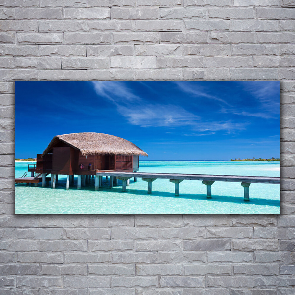 Tableau sur verre acrylique paysage de plage océan Tulup 120x60 cm