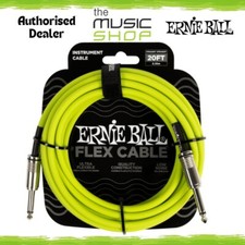 Ernie Ball Flex 20ft Green Instrument (Guitar) Cable, Straight/Straight - 6419