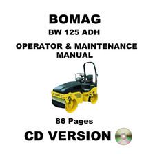 Bomag BW 125 ADH Road Roller Operator Operation Driver Owner Manual - CD (Disc)