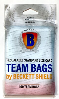 BECKETT SHIELD - RESEALABLE TEAM BAGS - Ultra Clear - Pro Pack of 100
