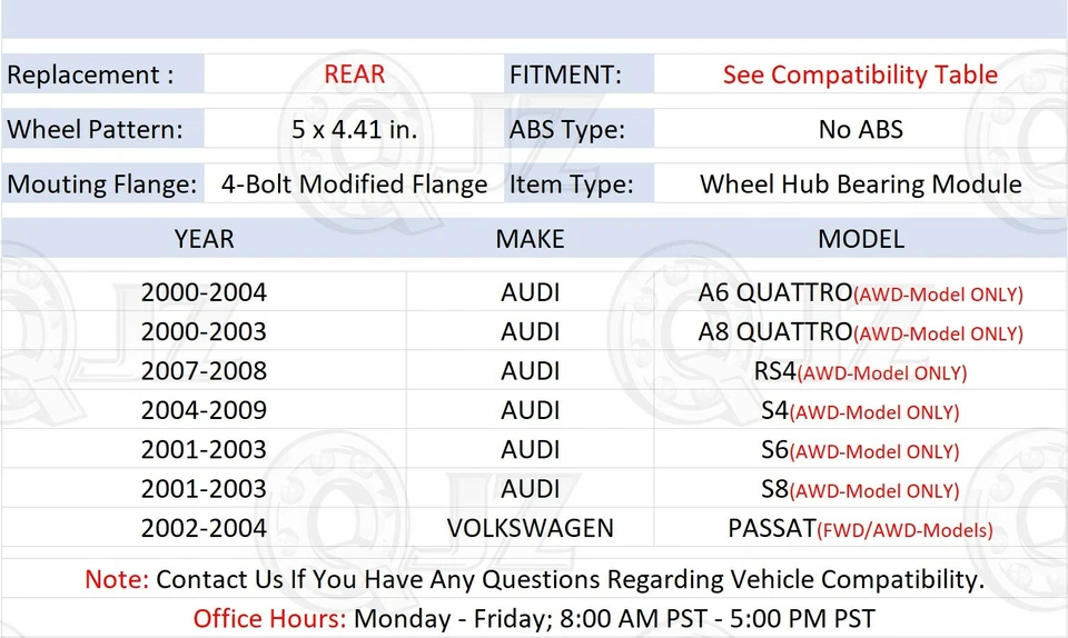 [TRASERO (Cantidad.1)] Nuevo módulo de cubo de rueda de repuesto para Audi S8 2001-2003 modelo AWD Foto 2 de 4
