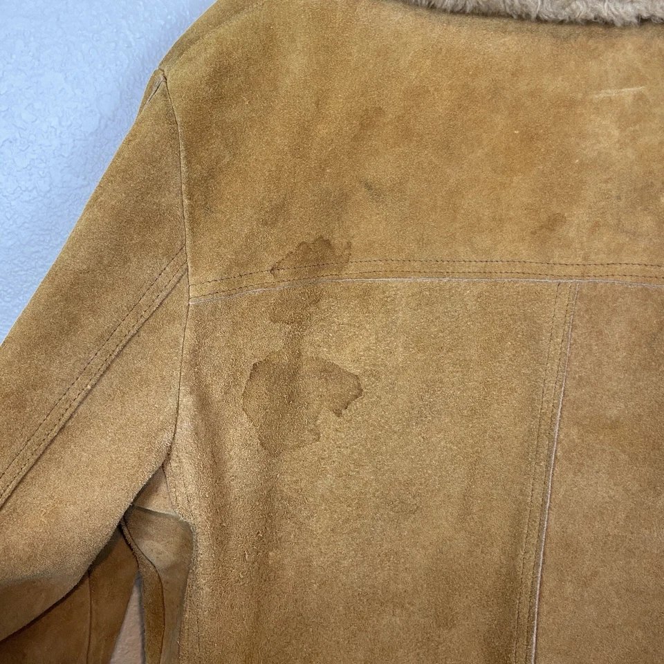 Marlboro Man Barn Coat Mens Size 40 L Ranch Brown Suede Vintage Montgomery Ward - Image 4 of 4