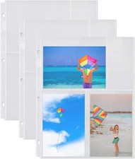 4X6 Mixed Crystal Clear Photo Album Pages For 3 Ring Binders 25 Inserts