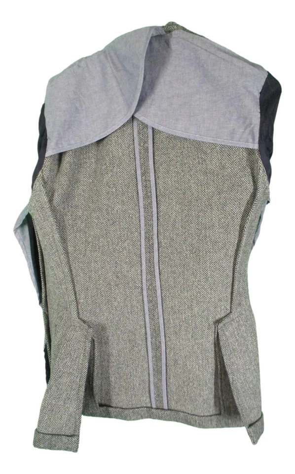 Gant x Bastian Mens Grey Herringbone 2 Btn Wool Tweed Elbow Patch Blazer 34S NWT - Image 4 of 4