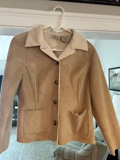 L.L Bean Jacket Ladies Faux Suede Sherpa Lined Petite Small