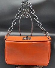 Viola Castellani Italy Handbag Pebbled Leather Shoulder Milano Pumpkin