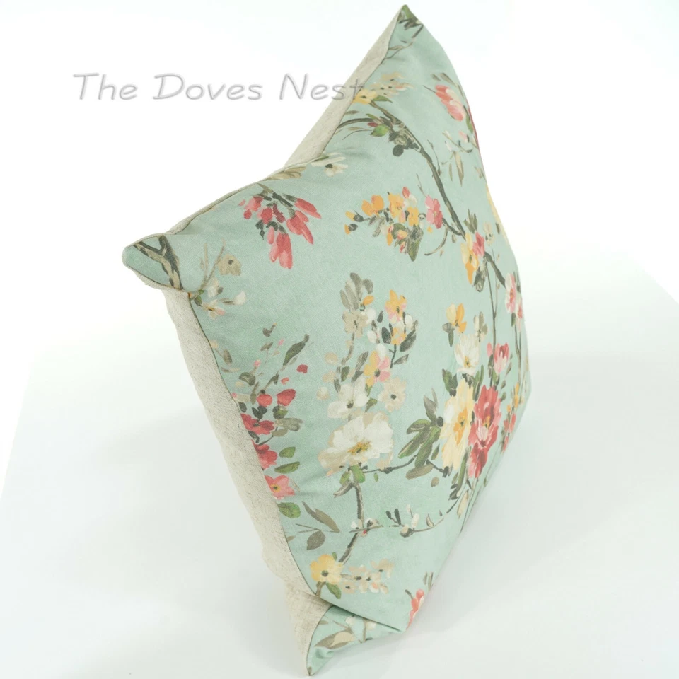 KOHL'S "BRENTWOOD" Reversible BEIGE/AZUL FLORAL TIRO ALMOHADA 20" X 20" Foto 4 de 4