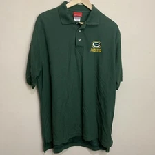 Reebok Mens Medium M Short Sleeve Polo Shirt Green Bay Packers Vintage