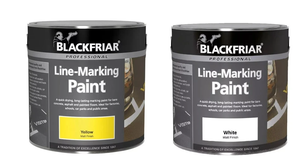 BLACKFRIAR Heavy Duty Road Line Marking Paint White/Yellow 1 Litre Professional Grade Paint