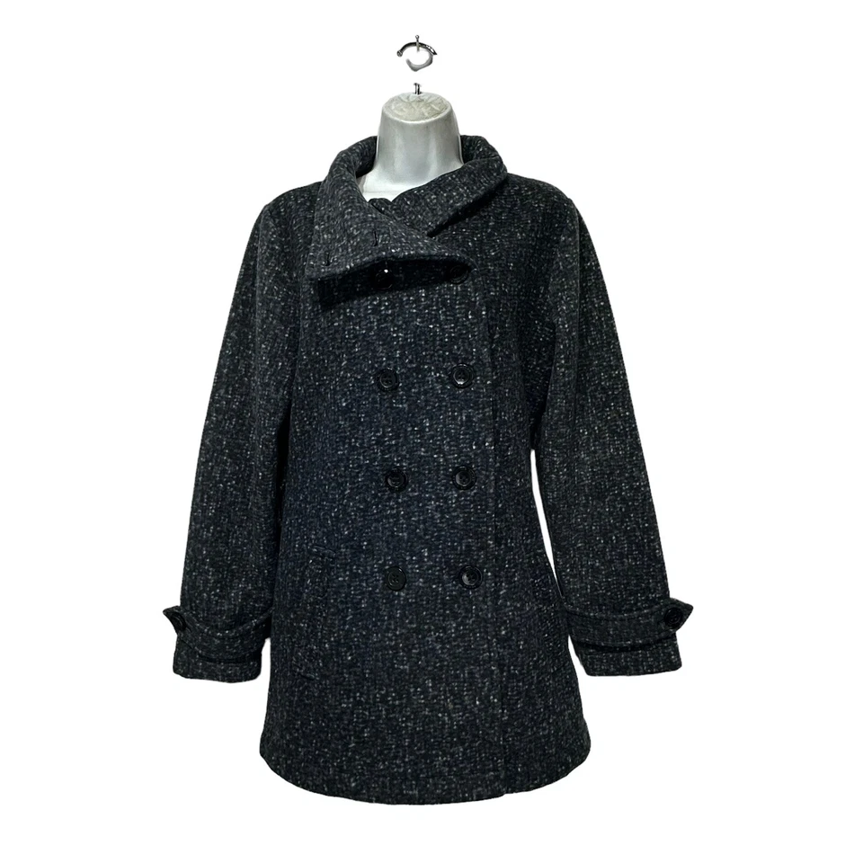 Chaqueta Chaquetón Ike Behar Gris Polar M Doble Pecho Botón Invierno Cálida Foto 4 de 4