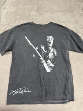 Jimi Hendrix T-shirt Men's Size M Gray Guitar Signature Rock Band Tee