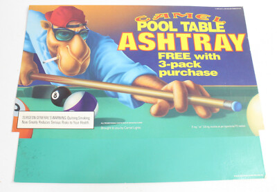 Vintage Camel Joe Camel Pool Table Poster 1992 Ashtray Promo 13.5