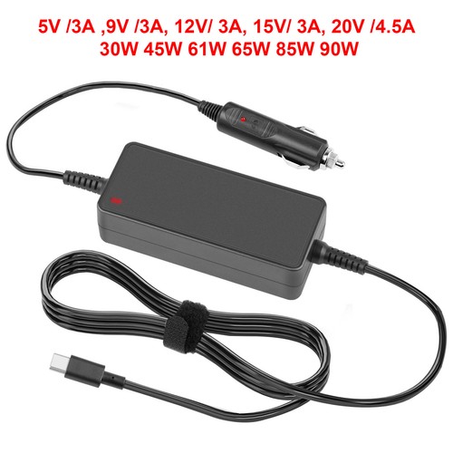 90W USB-C Type C CAR Power Adapter Laptop Charger For Macbook Lenovo HP Dell - Picture 2 of 10