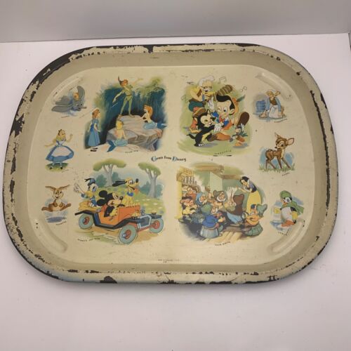 Vtg 1950s Gems from Disney Metal Tray Disneyana 16"x12" - Pablo Bambi Thumper