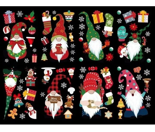 Christmas Window Clings 8 Sheets, Christmas Gnome Snowflake Window Decals St... - Picture 5 of 9
