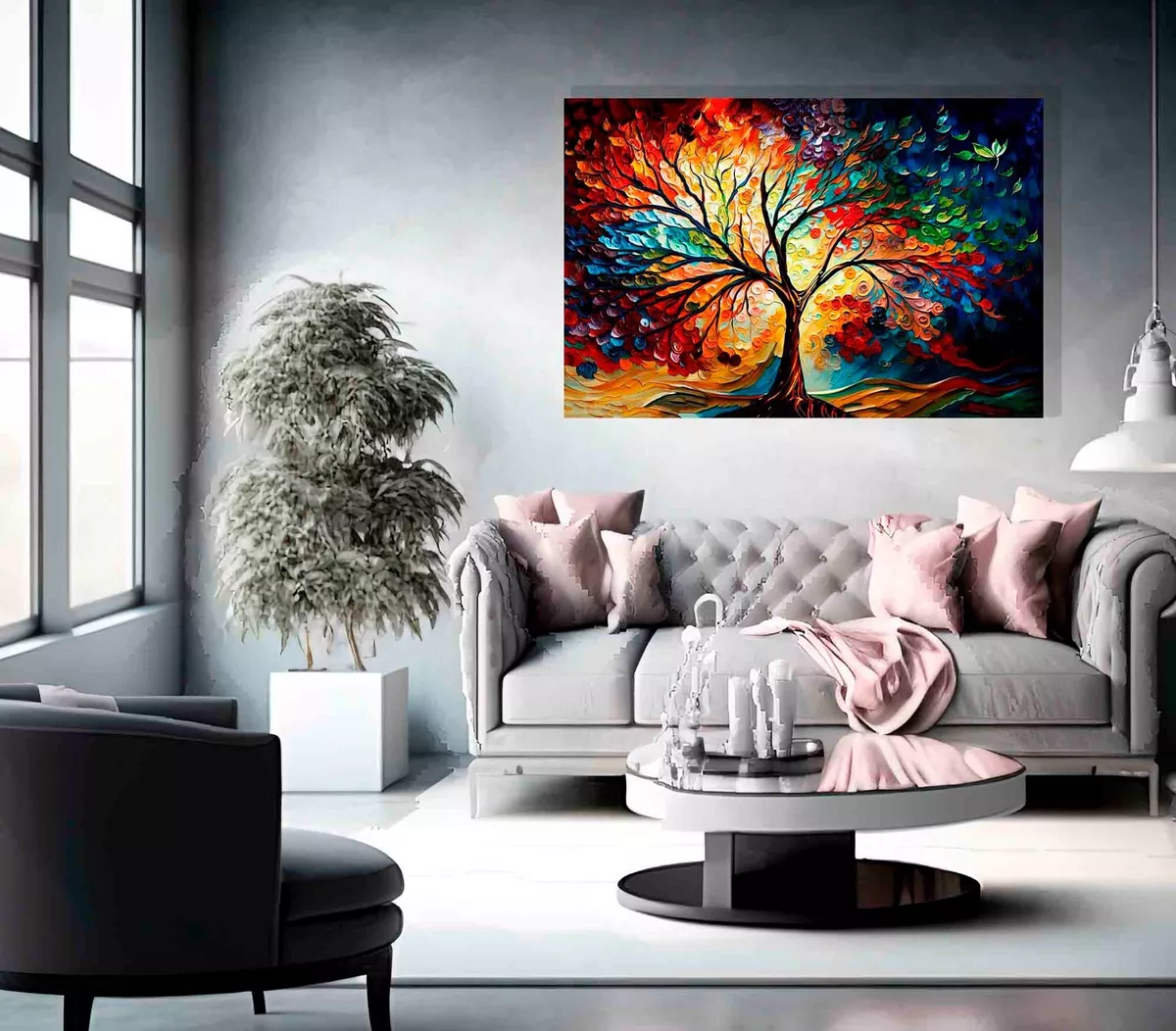 Colourful Tree of Life Canvas Wall Art Prints for Living Room