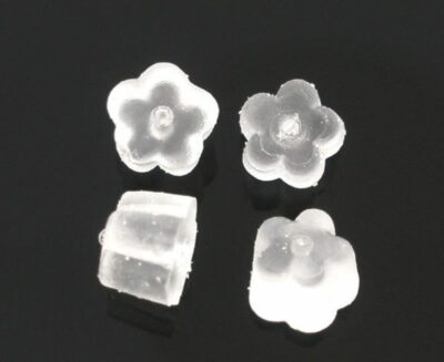 100 pcs (50 Pairs) Clear Translucent Rubber Earring Back Stoppers Nuts 4mm
