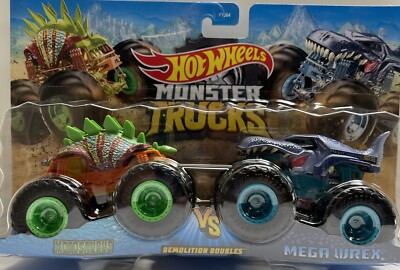 Hot Wheels 1:64 Demo Doubles Monster Trucks -MOTOSAURUS-MEGA WREX