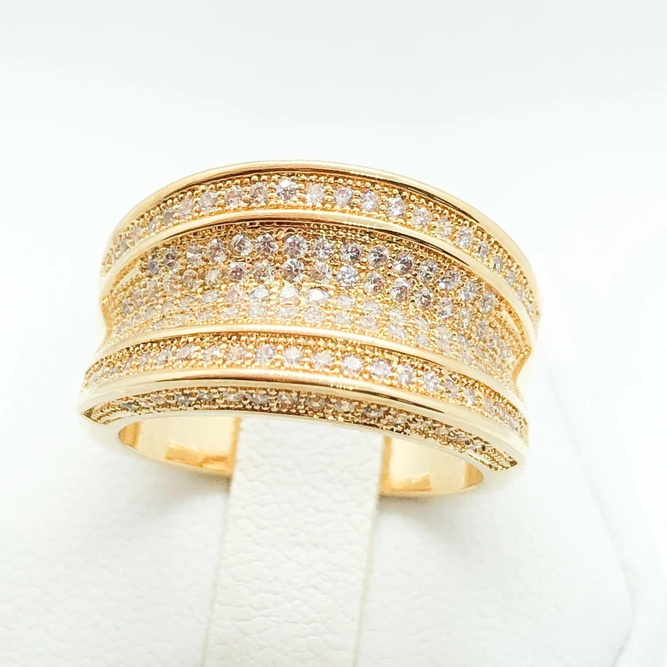 R6339 Women Fashion Jewelry Yellow Gold Plate Statement Engagement Eternity Ring - Image 4 of 4