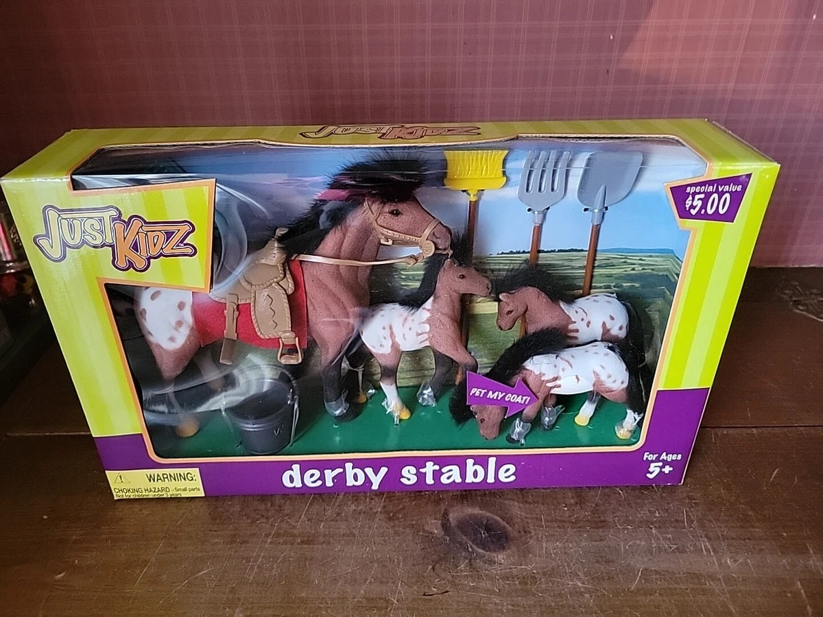 RARE JUST KIDZ DERBY STABLE SET HORSE WITH FOALS Vtg Kmart eBay