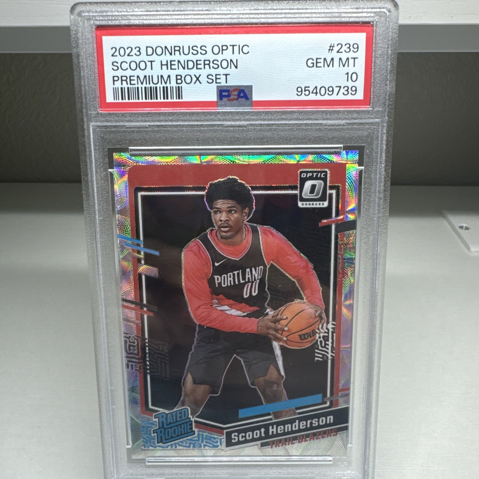 2023-24 Donruss Optic Premium Scoot Henderson Blazers RC /249 PSA GEM MINT 10