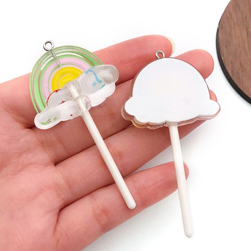10pcs Resin Rainbow Lollipop Charms Pendants for DIY Jewelry Making 35*67mm - Picture 7 of 20