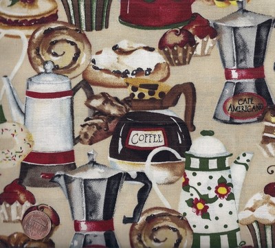 Cafe Americano coffee kitchen desserts Wilmington fabric
