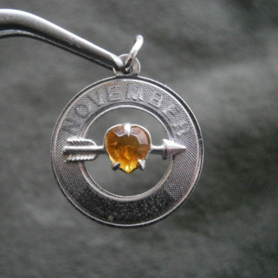DJL November Crystal Heart Birthstone Vintage Sterling Silver Pendant Charm 1.8g