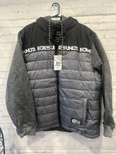 Ecko Unltd Jacket Men’s Size XL  Grey Marled Hooded Puffer Coat Streetwear NWT