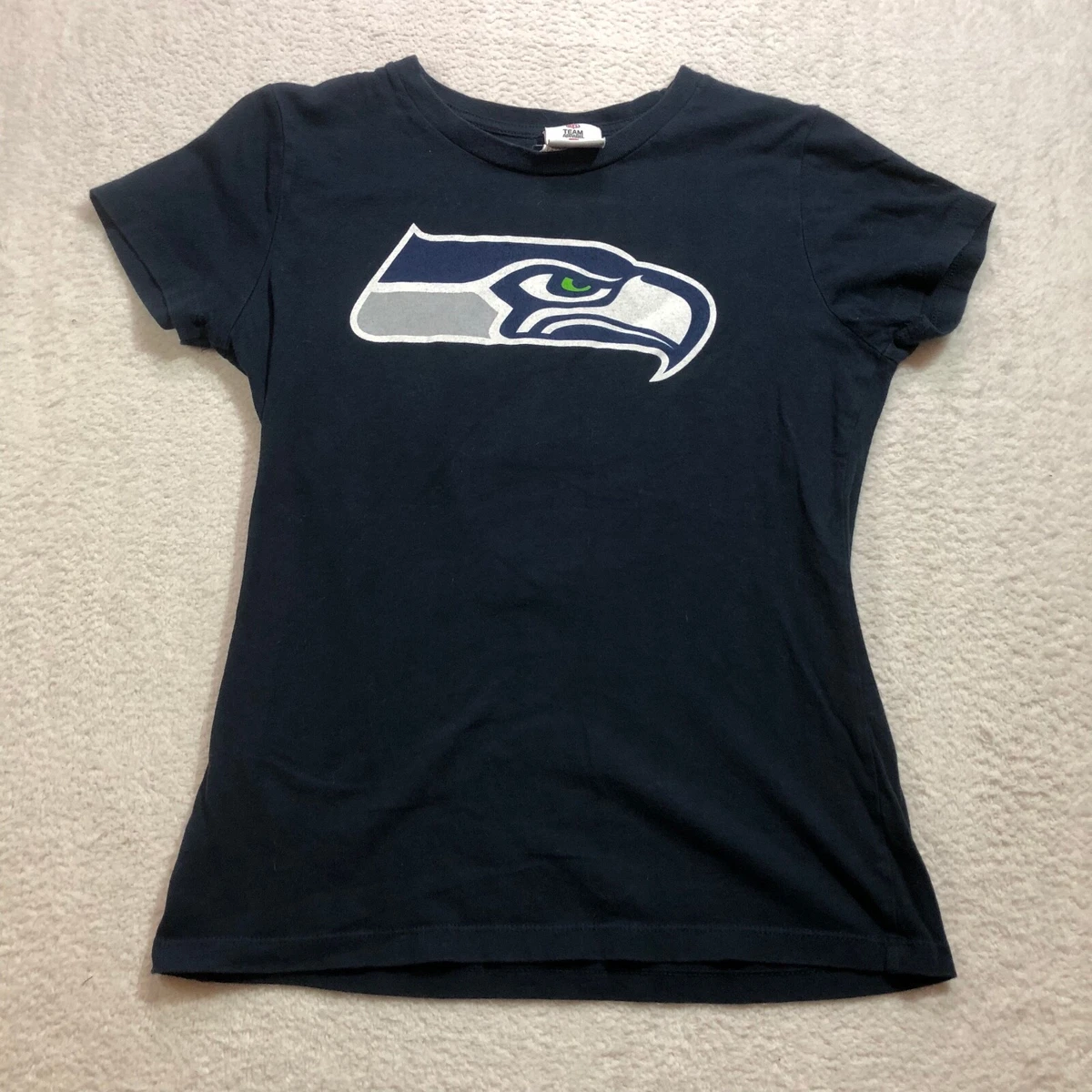 Seattle Seahawks Shirt Womens Small Blue Russell Wilson 3 NFL