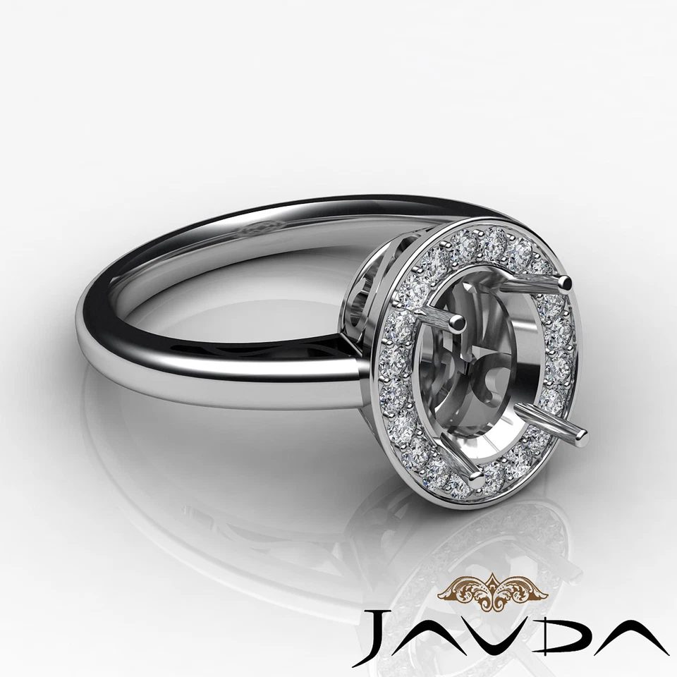 Oval Shape Semi Mount Halo Diamond Engagement Filigree Ring 14k Gold 0.36 Ctw - Image 3 of 4