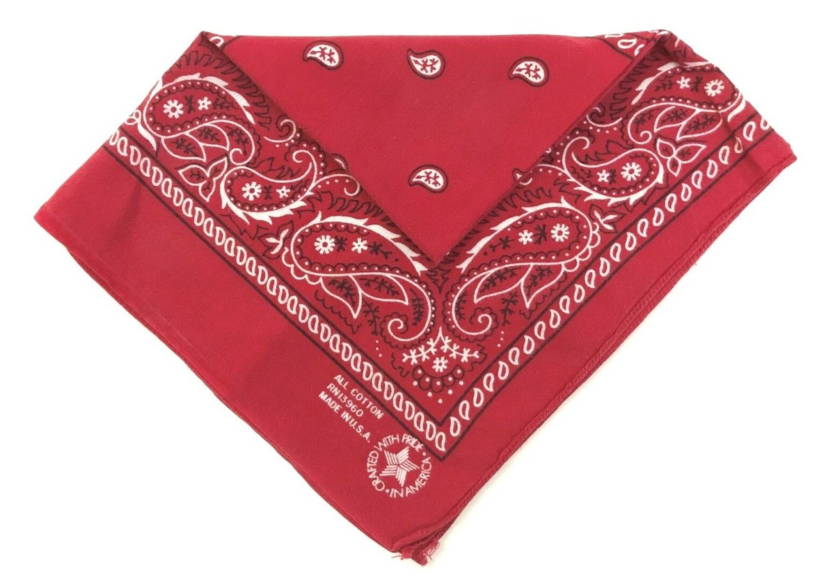 小物 AT LAST BANDANA VTG WAMCRAFT Crafted w Pride All Cotton RN13960 Paisley Red