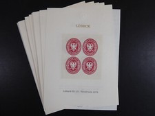 50x Neudruckblock mit 4 x der L&uuml;beck Marke 2 S aus dem Jahr 1865