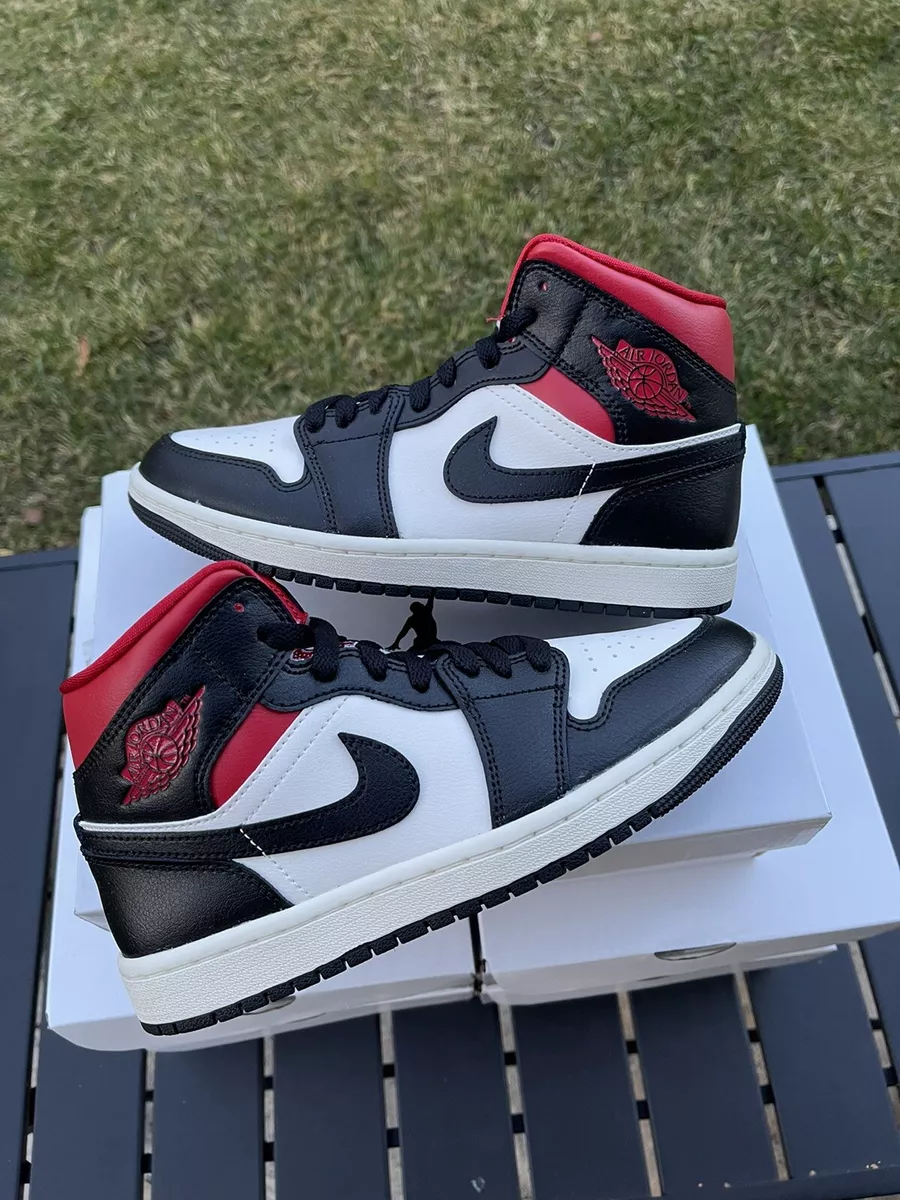 Jordan AIR JORDAN 1 MID - High-top trainers - black/gym red/college  grey/sail/black 