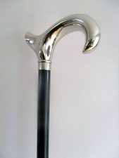 handmade Silver Chrome Derby Working Walking Cane Stick Vintage Wooden Handmade