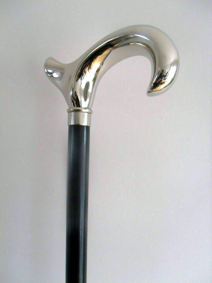 Bastón de Caminar Derby Cromo Plateado Hecho a Mano De Colección Madera Hecho a Mano Foto 2 de 4