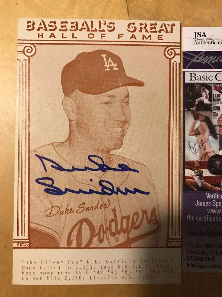 Duke Snider Autograph Signed Dodgers Baseball Great Hall Of Fame 3.5x5.5 Pic JSA - Image 2 of 4