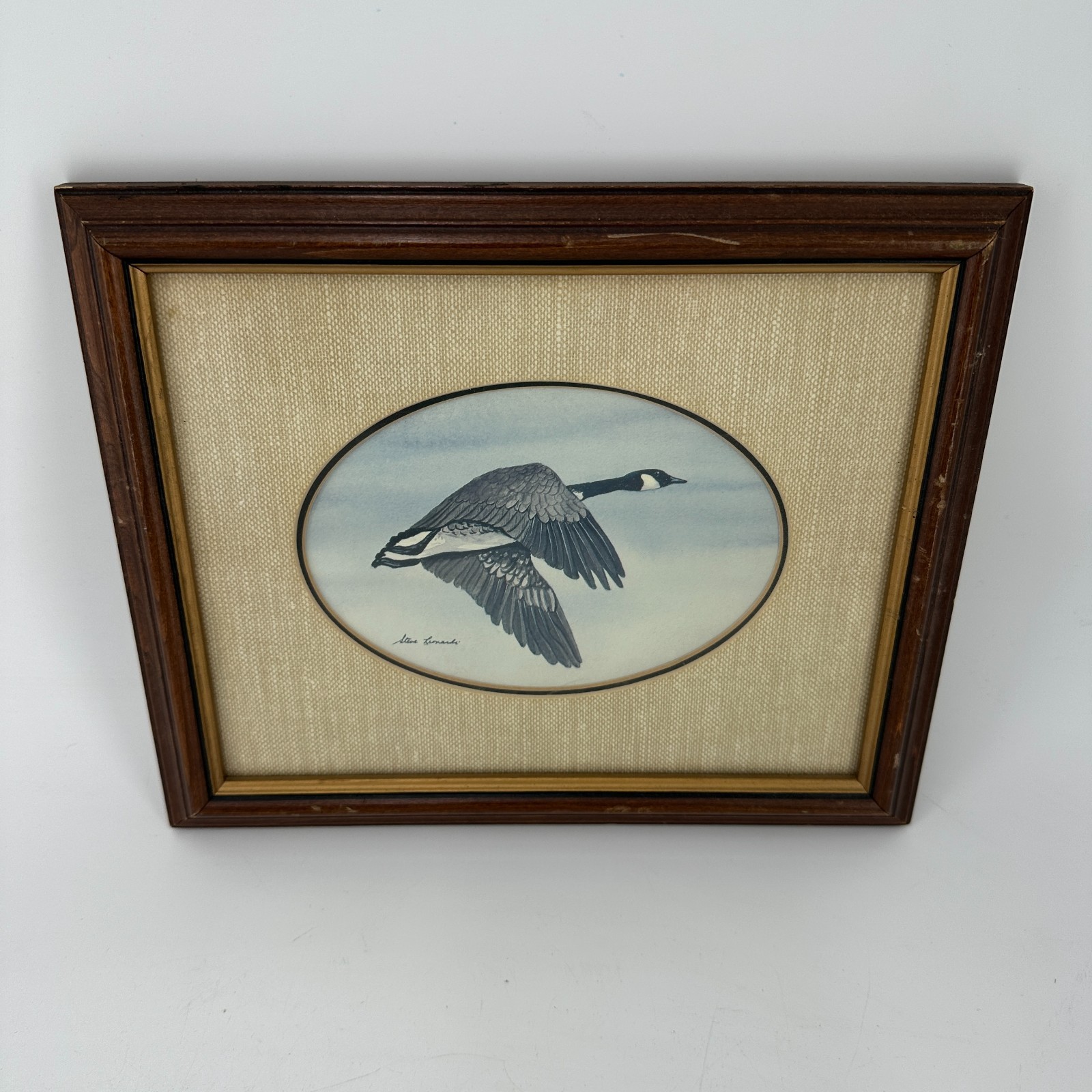 Canada Goose Print in Vintage Wood Frame Steve Leonardi - 8x10 Wildlife Art