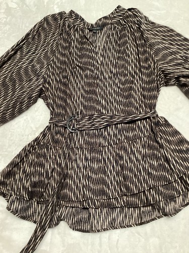 Banana Republic Blouse Womens Medium Brown V Neck Long Sleeve Top - Picture 5 of 10
