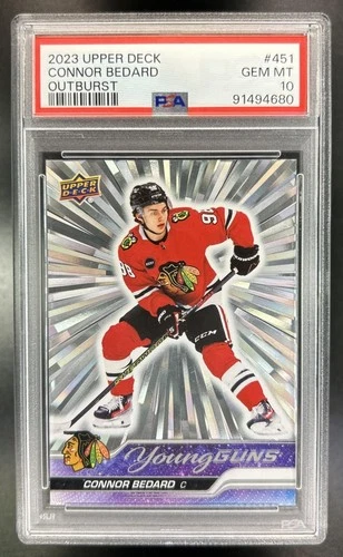 2023-24 Upper Deck Connor Bedard Outburst Silver Young Guns RC #451 PSA 10