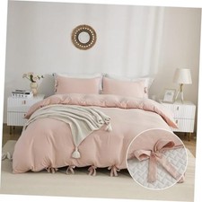 Pink Duvet Cover Queen Size, 3 Pieces Queen 90" x 90" Pink No Comforter