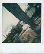 Old Vintage Photo COLOR POLAROID SOLO BOY GIANT CACTUS DESERT INSTANT PHOTOGRAPH